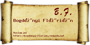 Bogdányi Flórián névjegykártya